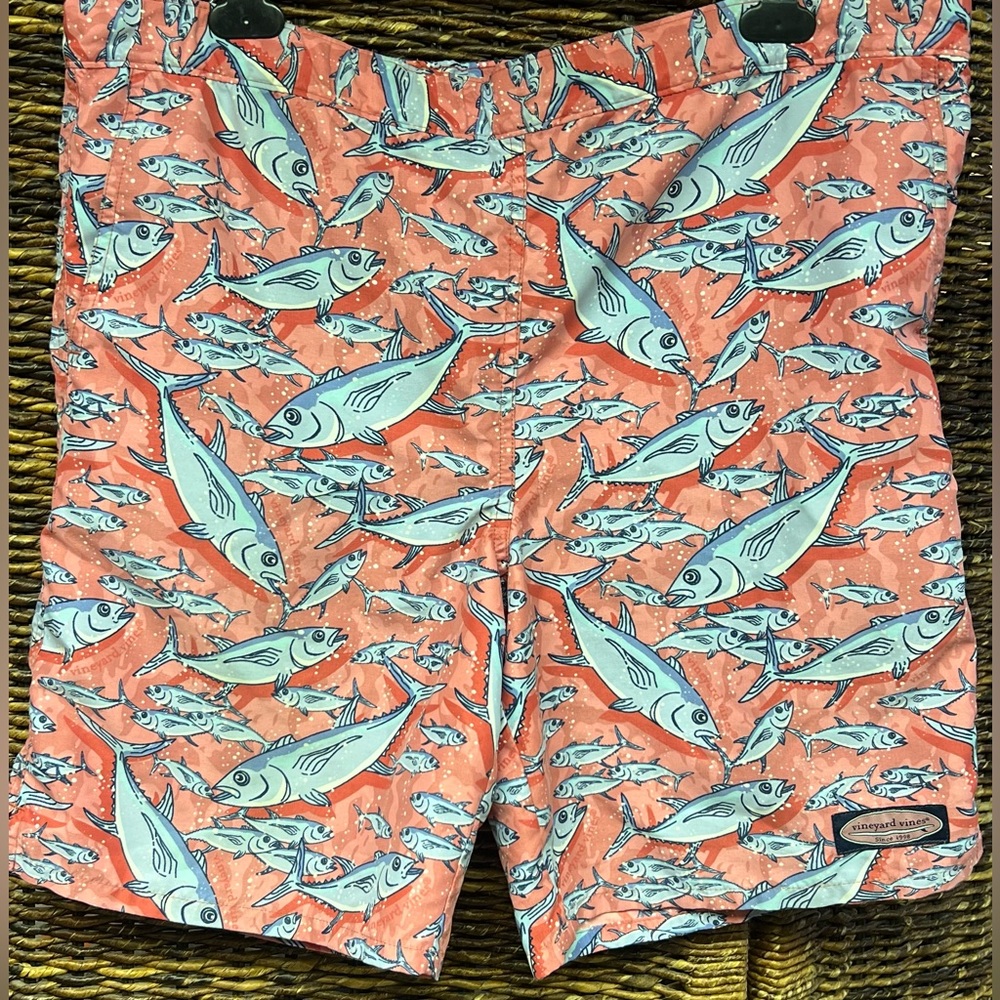 Vineyard Vines- Fish pattern Swim Shorts, Size:‎ Large (16-18)